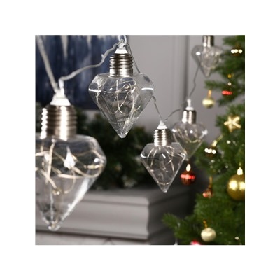 Гирлянда «Нить» 3 м с насадками «Лампочки кристалл», IP20, прозрачная нить, 80 LED, свечение мульти, 8 режимов, 220 В