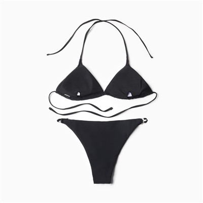 Купальник раздельный с блестящими вставками женский MINAKU, размер 42, чёрный