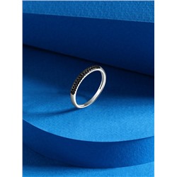 Кольцо из серебра с нат.чёрной шпинелью родированное 925 пробы К-7192р416