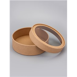 Набор круглых подарочных коробок, завальцованные с окном, крафт, набор 8 шт., 18×6 см