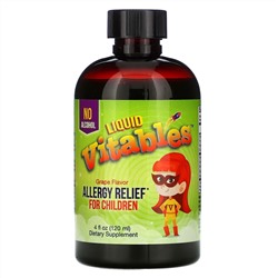 Vitables, Детская жидкая противоаллергическая добавка, без спирта, со вкусом винограда, 120 мл (4 жидк. унции)