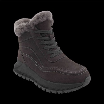 Ботинки из натуральной кожи на меху Т980-3 серые