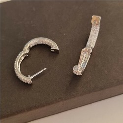 Серьги дорожка с камнями, ювелирная бижутерия, коллекция "Дубай" покрытие посеребрение, 82425, арт.947.587