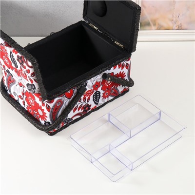 Шкатулка для рукоделия и шитья «Народный цветочный узор», хранение ниток, иголок, мелочи, 19×26×14.5 см