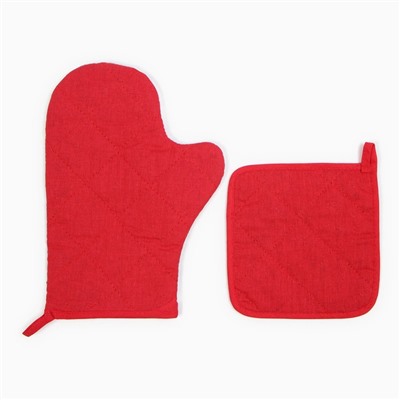 Набор кухонный «Доляна. Грибы»: варежка 20×28 см, прихватка 17×17 см, 35% хлопок, 65% п/э