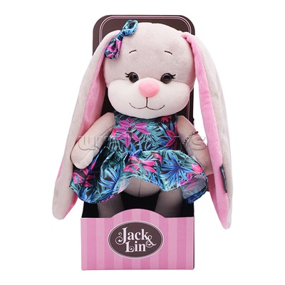 Зайка Лин в платье с ярким цветочным принтом, 20 см, в коробке