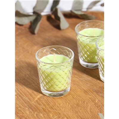 Ароматическая свеча в стакане, набор 3 шт., по 50 мл, 10 ч, 32 г, лайм-мята