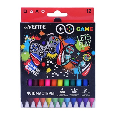 Фломастеры "Game" 12 цв. с вентилируемым колпачком