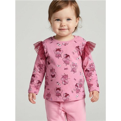 Джемпер детский трикотажный для девочек (футболка с длинными рукавами)
