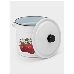 Ведро эмалированное, 10 л, с крышкой и ручкой, белое