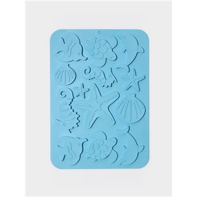Форма для шоколада Доляна «Морская история», силикон, 23×16×0.5 см, 13 ячеек, голубая