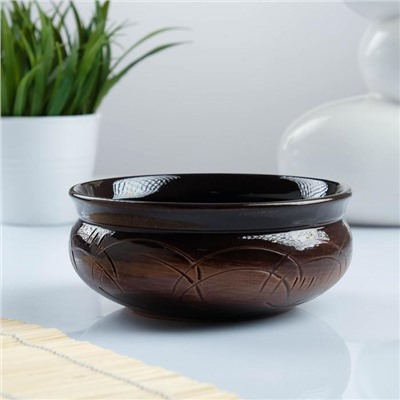 Тарелка глубокая Борисовская керамика «Старина», 500 мл, 14×6 см, коричневая