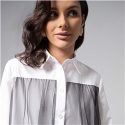 Рубашка комбинированная с сеткой, Срочно на обложку (white)