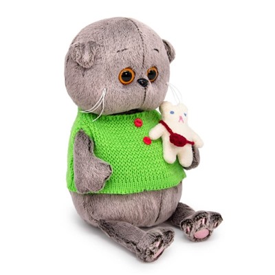 Мягкая игрушка «Кот Басик BABY», в жилете с игрушкой, 20 см