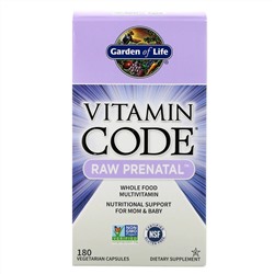 Garden of Life, Vitamin Code, RAW Prenatal, 180 вегетарианских капсул