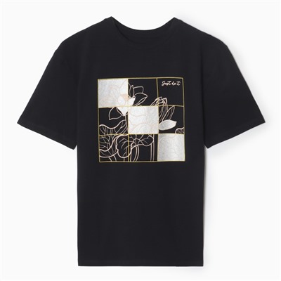 Футболка женская, чёрная, размер ONE SIZE (42-46)