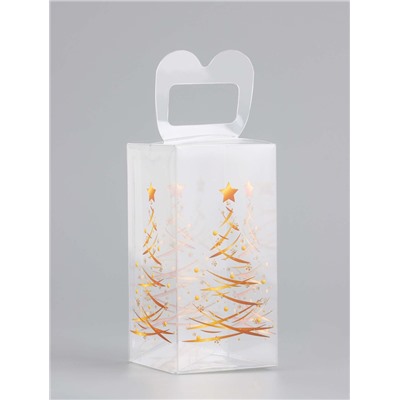 Коробка подарочная новогодняя складная ПВХ « Ёлочка гори!» 4×4×8 см