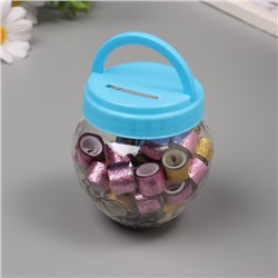 Клейкая лента пластик в банке «Шайн. Золото и розовый», набор 40 шт., 1.2 см, дл.0.9 м, 7×7×9 см