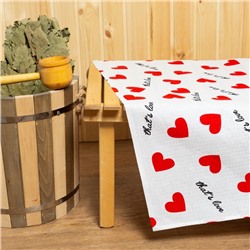 Простыня для бани «Сердечки» 150×180±5 см, 100% хлопок, вафельное полотно, 160 г/м²