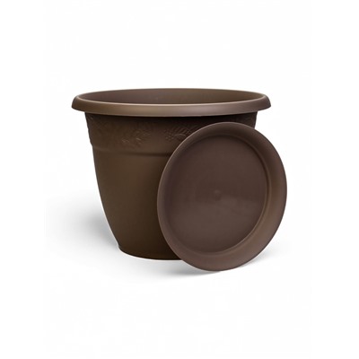 Горшок для цветов с поддоном «Рябина», 22 л, пластиковый, серый