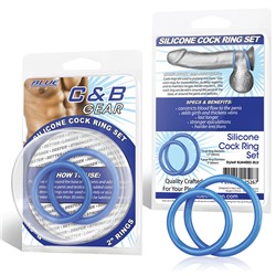 Набор из двух голубых силиконовых колец разного диаметра SILICONE COCK RING SET