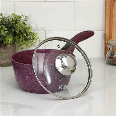 Ковш Trendy Style, 1,5 л, d=18 см, h=9,5 см, стеклянная крышка, съемная ручка, антипригарное покрытие, цвет фиолетовый
