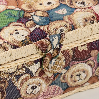 Шкатулка для рукоделия и шитья «Плюшевые медвежата», хранение ниток, иголок, мелочи, 20×20×11 см