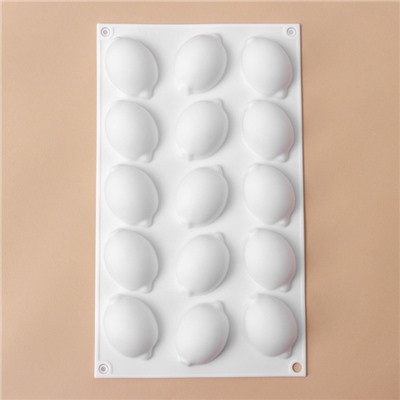 УЦЕНКА Форма для муссовых десертов и выпечки KONFINETTA «Лимоны», силикон, 29×17×3 см, 15 ячеек (5.5×4 см), 30 мл, белая