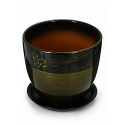 Горшок для цветов «Мираж», керамический, с поддоном, 5 л, коричневый с золотыми полосками