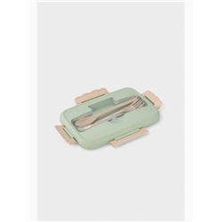 Ланч бокс в школу TAKE IT EASY, с приборами, пшеничная солома, 1.1 л, 21.5×15×7.6 см, зелёный