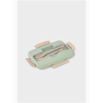 Ланч бокс в школу TAKE IT EASY, с приборами, пшеничная солома, 1.1 л, 21.5×15×7.6 см, зелёный