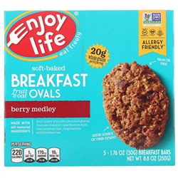 Enjoy Life Foods, Овальный батончик с фруктами и овсянкой, ягодное ассорти, 5 шт., 50 г каждый