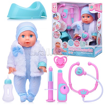 Пупс "Сашенька" доктор (пьет, писает) с аксессуарами, в коробке
