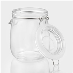 Банка для хранения сыпучих продуктов Доляна «Оптима», 900 мл, 10,5×13,5 см, стекло, с бугельным замком