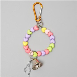 Игрушка для птиц «Кольцо из бусин» с колокольчиком, 6×17 см