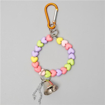 Игрушка для птиц «Кольцо из бусин» с колокольчиком, 6×17 см