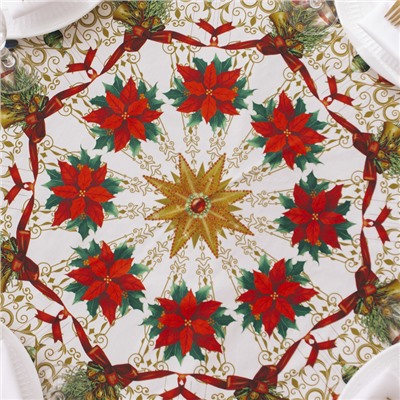 Скатерть новогодняя Этель «Новогодние игрушки» d=220 см ±3 см с ГВМО, хл100%