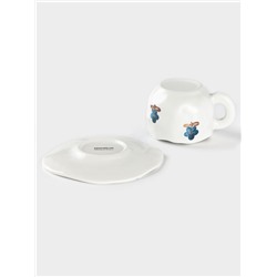 Чайная пара Доляна «Гвоздика», чашка 320 мл, блюдце d=16 см, ручная роспись, керамика, белая