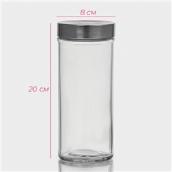 Банка для сыпучих Доляна «Премиум», 700 мл, 20×8 см, с металлической крышкой, стекло, прозрачная