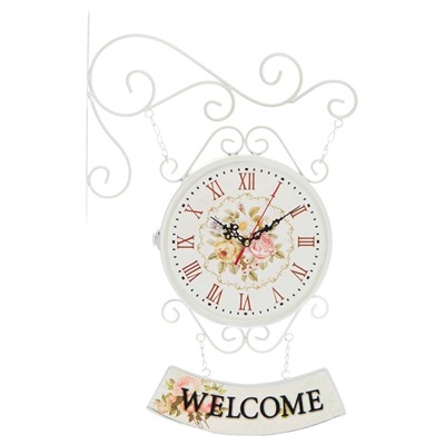 УЦЕНКА Часы настенные интерьерные WELCOME, двусторонние, на подвесе, 47×31 см, d=23 см, от батареек 2хАА