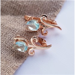 Серьги коллекция "Дубай" покрытие позолота, 309085, голубой камень, арт.647.091