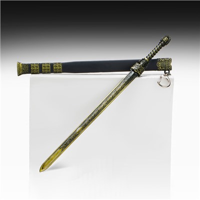 Макет оружия «Сувенирный меч в стиле аниме. Защита», подвесной, брелок, 28 см, чёрный с золотом