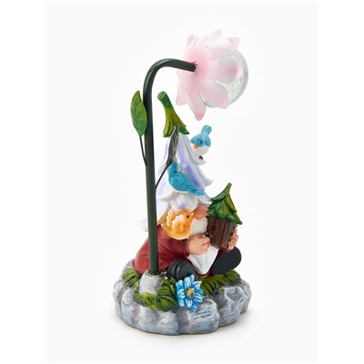 Садовая фигура из полистоуна «Гном лесничий», 25×14×12 см, с подсветкой