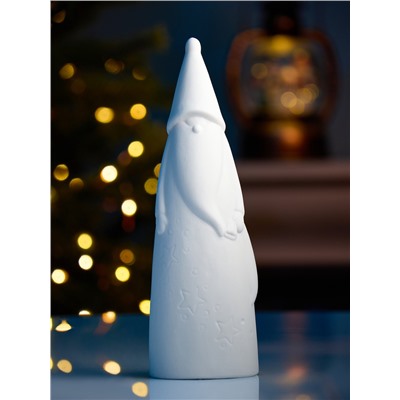 Светодиодная фигура «Дед Мороз в колпаке» 6×5.5×20.2 см, 1 LED, керамика, от батареек LR44×2, свечение тёплое белое