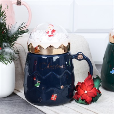 Кружка новогодняя с крышкой /450 мл/ 397-6 /уп 60/