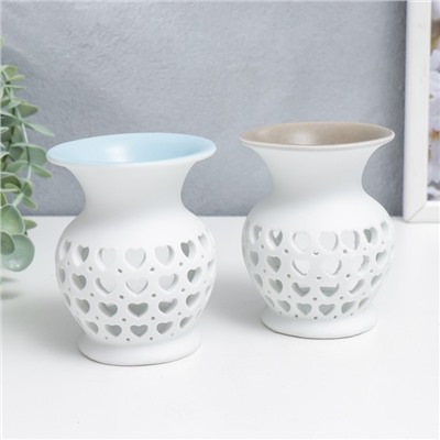 Аромалампа для эфирных масел «Сеточка из сердец», керамика, 9×7.5×7.5 см, МИКС