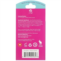 SuncoatGirl, Абсолютно натуральный блеск для губ, Набор из 3 штук, 0,23 унц. (7 мл) Each