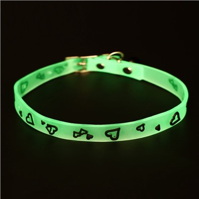 Ошейник «Нежные сердца», 30×1 см, ОШ 19-26 см, светящийся в темноте., цвет МИКС