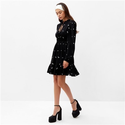 Платье мини женское с завязками MIST, размер 50, чёрное