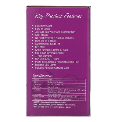 Now Foods, Переносной ультразвуковой USB-диффузор для эфирных масел, 1 диффузор